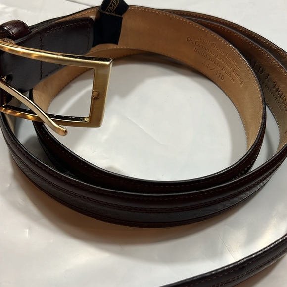 DONALD J. TRUMP 1” Brown Classic leather Belt 44 business BRASS square Buckle 44 - Picture 14 of 14